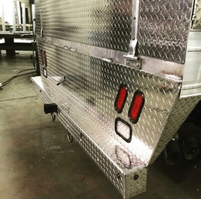 Close up look at a heavy-duty aluminum truck body