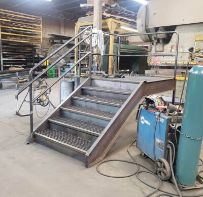 Custom fabricated stairs and railings ready to be galvanized